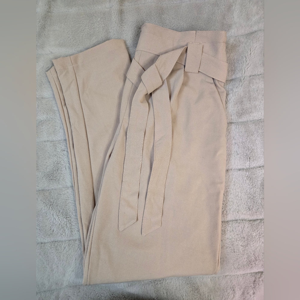 Elegant Blush Pink Tie-Waist Women's Pants